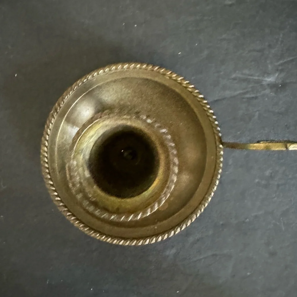 Handcrafted Brass Chamberstick Candle Stick Holder w/ Finger Ring Made In India